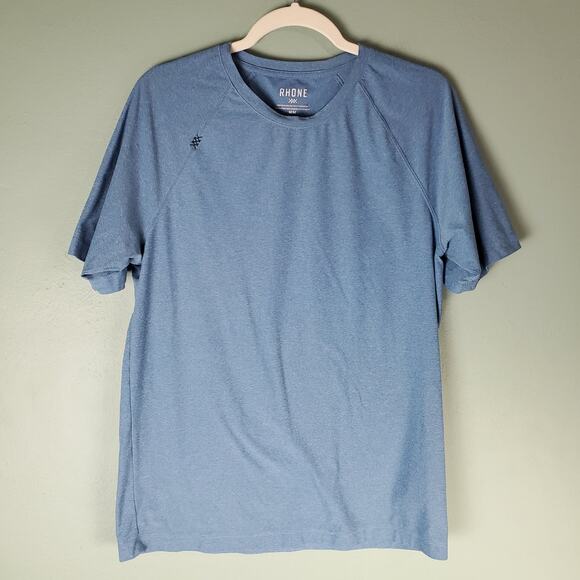 Rhone Mens Blue Reign Soft Sweat Wicking Short Sleeve Shirt Top Size Medium - Picture 1 of 6
